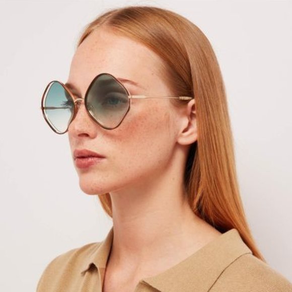 Chloé Poppy 57mm Diamond Shape Sunglasses-Blue Havana - Picture 2 of 13